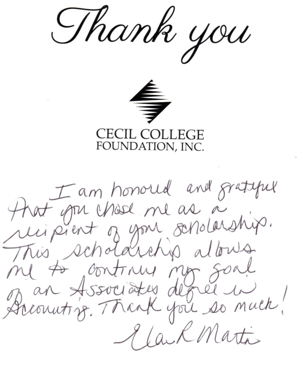 Thank You Card For Scholarship Students Send Thank You Cards The Drew 
